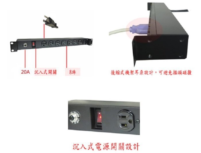 【六絃樂器】全新 Sunbox SPU-2012-08S 機櫃排插 電源分配 / 8孔20安培PDU 附開關