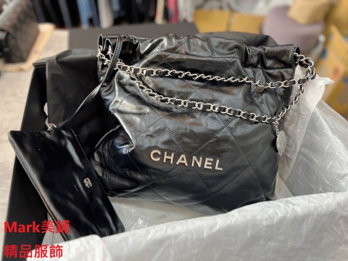 【Mark美鋪】CHANEL  22bag 黑銀 中號 垃圾包