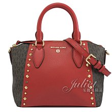 【茱麗葉精品】全新精品  MICHAEL KORS 專櫃商品 SIENNA 經典MK印花拼接手提兩用包.深咖/紅 現貨