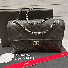 《真愛名牌精品》CHANEL AS4405 25cm 黑荔枝 銀扣  翻蓋  斜背包  全新*代購