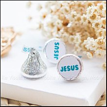 耶穌愛你 Jesus 水滴巧克力-藍綠色系 (每包100顆) 福音糖果 森永牛奶糖 糖果 喜糖 送客禮 來店禮 送學生