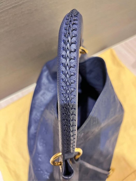 正品LV/Louis Vuitton深藍全皮編織手把肩包/手提包M40790