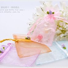 小玫瑰花紗袋-喜糖袋/喜糖包裝/禮物包裝/糖果袋/禮物袋/包裝用品/可裝金莎1顆/幸福朵朵