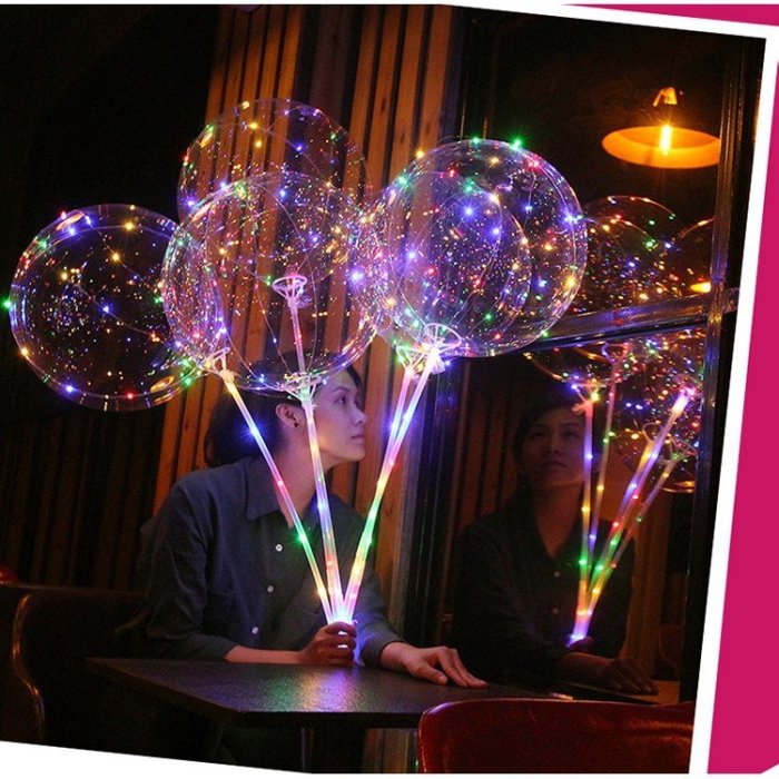 (送80cm桿) 18吋 告白氣球 七彩告白氣球超夯led燈光氣球 波波球 婚宴氣球 LED 浪漫發光透明氣球 燈條