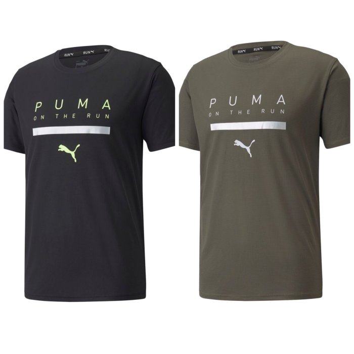 【豬豬老闆】PUMA 慢跑系列 Logo 透氣 運動 慢跑 短T 男款 黑 52085501 綠 52085544