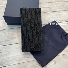 《真愛名牌精品》 Dior 2OBBC002YSE Oblique 黑花緹花布 對開長夾 *全新品*代購