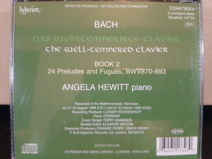 Angela Hewitt,Bach-The Well-Tempered Clavier Book 1 & 2,安吉拉·休薇特，巴哈-平均律 1 & 2 冊。