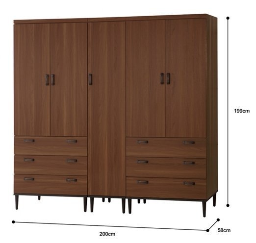 【N D Furniture】台南在地家具-工業風復刻防蛀木心板鋼鐵腳座200cm衣櫃/6.7尺衣櫥組TL