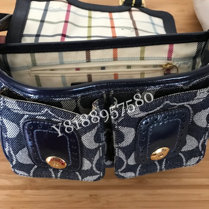 全新真品 Coach 12534 馬車深藍亮皮牛仔大C側背斜背包