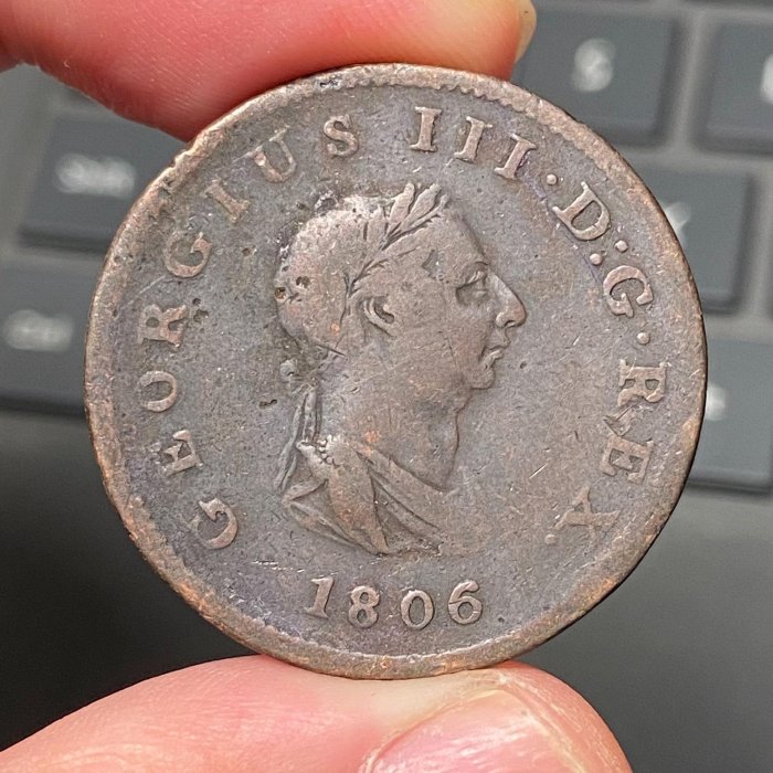 英國1806年喬治三世1/2便士銅幣 半便士老銅幣28.5m