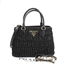 【茱麗葉精品】全新精品 PRADA 專櫃商品 1BA173 浮雕LOGO抓皺尼龍帆布手提兩用包.黑 預購無現貨