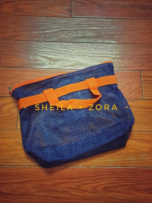 🎉 免運 🎉 🔊 深海藍 mix 荷蘭橘色・羽量級洞洞外出包／隨身提袋／便攜購物袋／媽咪包／懶人包