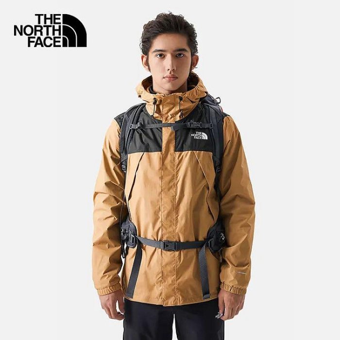 The North Face 北面 男 拼接 防水 透氣 連帽三合一外套 卡其