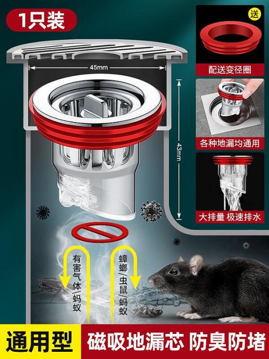 眾誠優品 地漏防臭器內芯衛生間廁所下水道堵口器防返臭神器反味除臭地漏芯 CY764