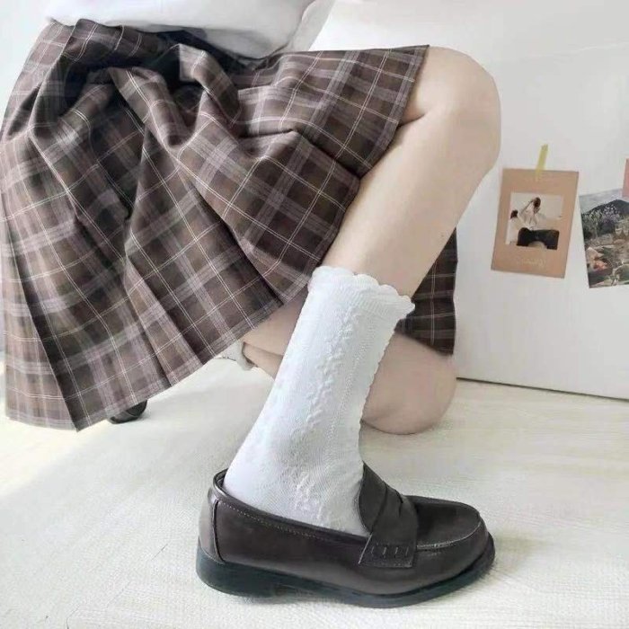【福利5雙】白色jk襪日系中筒襪子女學生堆堆襪ins可愛蘿莉花邊襪~特賣