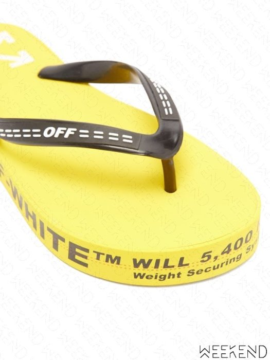 【WEEKEND】 OFF WHITE Logo Flip Flop 涼鞋 拖鞋 黃色 19秋冬