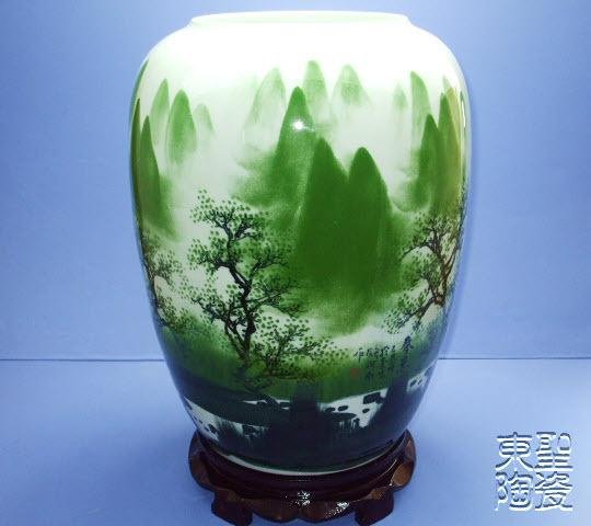 春意 現代寫意山水瓷瓶 景德鎮手繪陶瓷花瓶  瓷器花瓶擺設