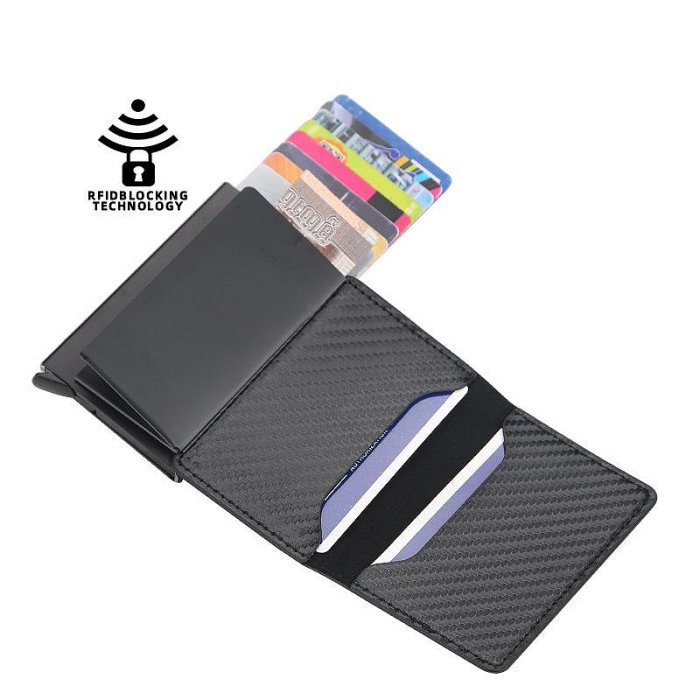 輕便 格紋歐美風卡包 男士優雅復古錢包 鋁合金信用卡盒 創意彈卡卡包 名片短夾