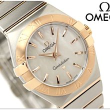 OMEGA 歐米茄 手錶 CONSTELLATION 星座 27mm 18k紅金 珍珠貝殼面盤 藍寶石 女錶 123.20.27.60.05.001