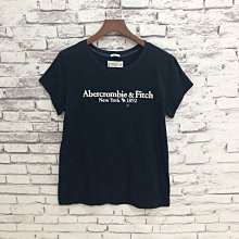 Maple麋鹿小舖 Abercrombie&Fitch ＊ AF 深藍色電繡字母麋鹿短T＊ ( 現貨M號 )