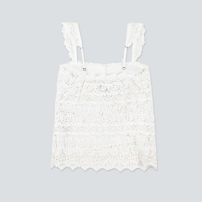 【Abercrombie&Fitch】【A&F】【零碼M】AF女款全蕾絲吊帶背心白 F04120517-01