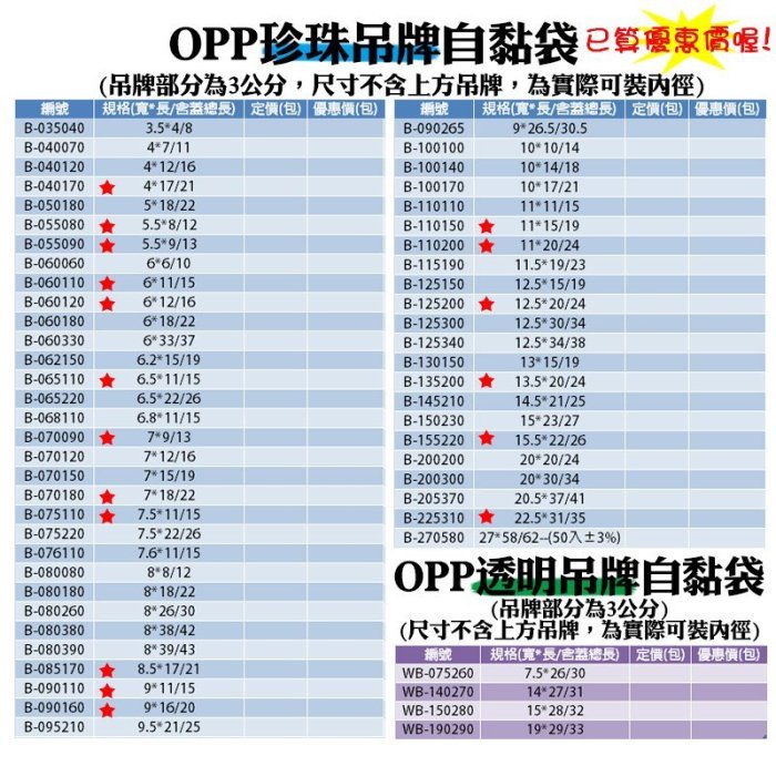 【珍珠吊牌自黏袋-60元區】100入/包，吊牌袋、OPP吊掛袋、飾品吊牌袋、工廠直營可訂做