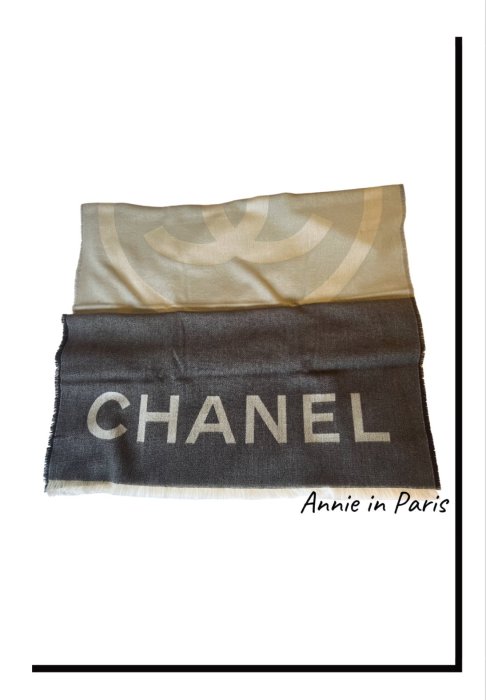 ☆ Annie 時尚國際精品 ☆ Chanel 香奈兒 灰色漸層圍巾 AA8834  **