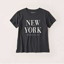 【Abercrombie&Fitch】【零碼S】AF女款短袖T恤白絨NEWYORK深灰 F02200820-04