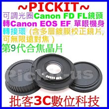 FD-EOS EF 9代電子晶片轉接環-Canon FD FL老鏡頭轉 Canon 機身可編排跑焦+記憶光圈+合焦紅點