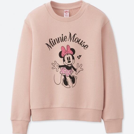 Uniqlo kids Disney 米妮粉紅色圓領長袖上衣大學T 100cm 優衣庫| Yahoo