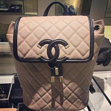 Chanel A57090 Backpack 荔枝紋後背包 駝黑