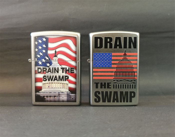 ONE*$1~*美系*ZIPPO* Drain The Swamp-2017《兩款禮盒組》街頭風鍍鉻*彩印*序號:071