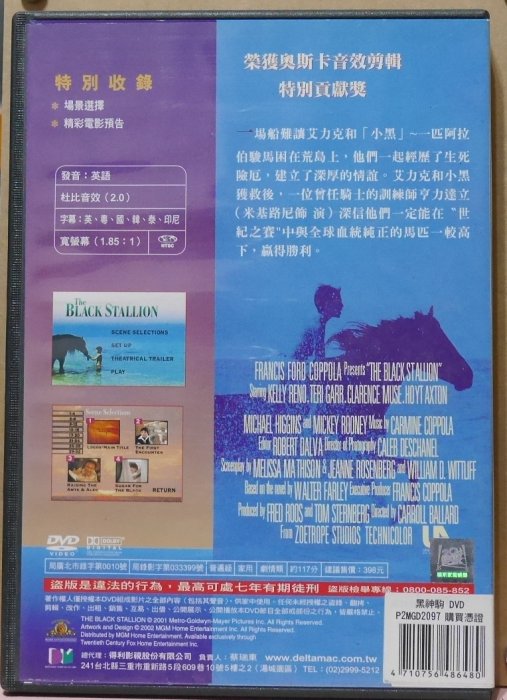 B5/串聯影音DVD/ 黑神駒_THE BLACK STALLION (絕版品)