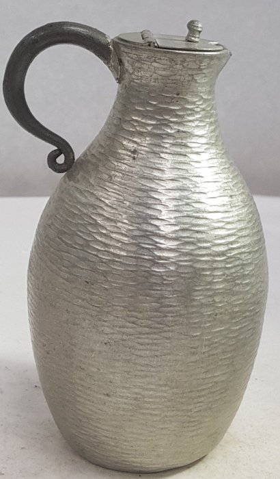 【日本古漾】222603 日本錫製 錫半 徳利錫壺 瓶身有凹 有蓋 徑口寬約3.5cm 高約13cm