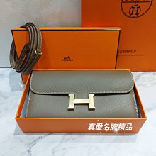 《真愛名牌精品》Hermes Constance To Go Epsom 大象灰金釦 斜背包/ woc*全新*代購