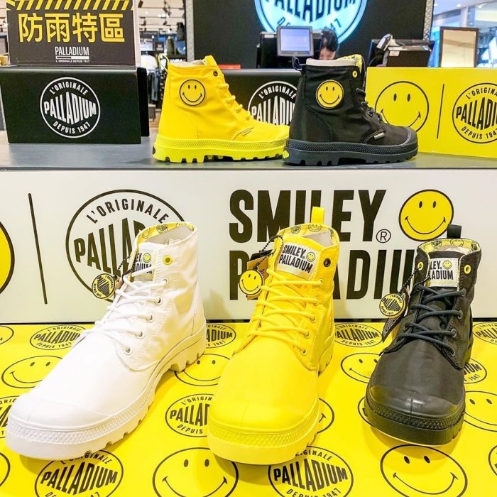 =CodE= PALLADIUM PAMPA LITE SMILEY FEST WP 防水軍靴(黃)76629-736女