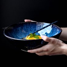 桔梗家日式深藍陶瓷碗【7吋】水果 沙拉 拉麵 湯碗 藍色 大碗 創意碗 瓷碗 貓眼 泡麵☆司麥歐藝術精品照明
