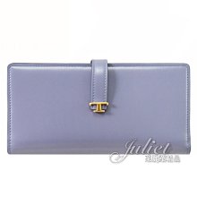 【茱麗葉精品】【全新商品】TODS 專櫃商品 T Timeless 金屬LOGO小牛皮對開釦式長夾.迷霧藍 現貨