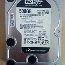 售 黑標 WD5001AALS @500GB/SATA(3) 7200RPM/32M 過保良品@