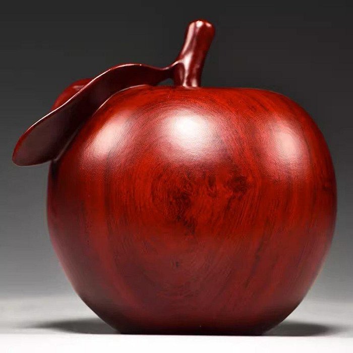 【現貨精選】【實木雕刻】紅花梨木蘋果擺件平安果風水玄關擺設裝飾送禮工藝品