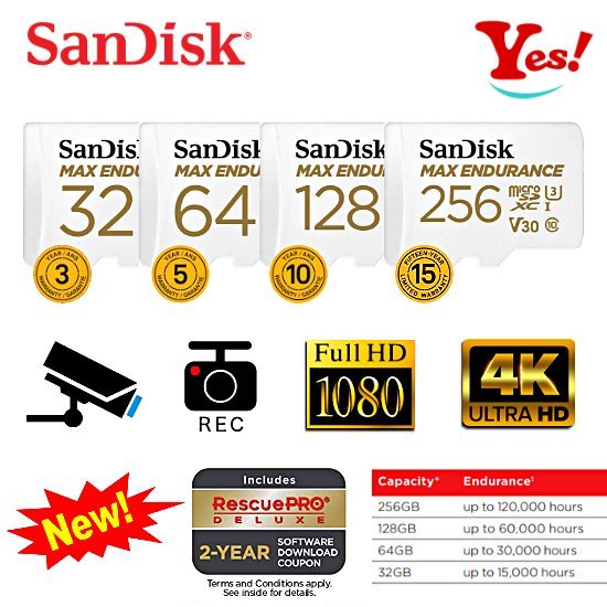 【Yes！公司貨】SanDisk 高耐寫 microSD 32G 32GB C10 U3 V30 行車紀錄 監視 記憶卡