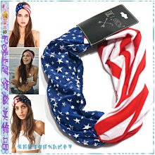 ☆POLLY媽☆歐美TWIG&ARROW twisted headband星條旗銀色燙金星星萊卡針織棉交叉髮帶US$10