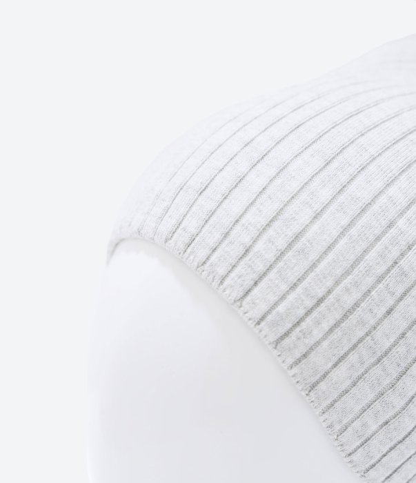 ZARA Women Ribbed Beanie Hat 灰白色素面針織毛帽 針織毛帽 冷帽 包頭 小臉 保暖