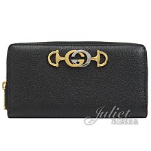 【茱麗葉精品】全新精品 GUCCI 專櫃商品 570661 ZUMI 雙G LOGO牛皮拉鍊長夾.黑 預購無現貨