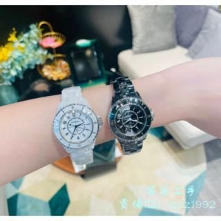 Diana二手 CHANEL 香奈兒 J12 自動上鍊 陶瓷鏈帶款 白色黑色 38mm 男女同款 機械錶腕錶 H5699