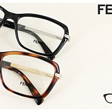 【My Eyes 瞳言瞳語】FENDI 義大利品牌 純黑色複合式光學眼鏡 優雅亮麗氣色 百搭不敗款 (F1042)