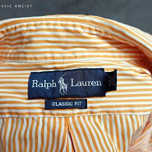 CA 美國馬球牌 Ralph Lauren 條紋 純棉 長袖襯衫 17.5 34/35 一元起標無底價Q856