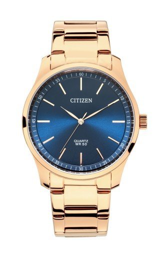 【金台鐘錶】CITIZEN星辰 BH5003-51L (玫瑰金x藍面) 時尚簡約風 防水50米 42mm (男錶)