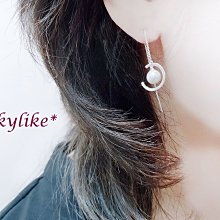 *SKYLIKE*最時尚-韓國進口585/14K白K金、黃K金、玫瑰金全亮面優雅珍珠穿拉式耳勾式耳環EJ-26969s*
