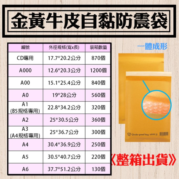 【A2款牛皮自黏防震袋】尺寸:25*30.5公分，黃牛皮信封袋+氣泡袋一體成形